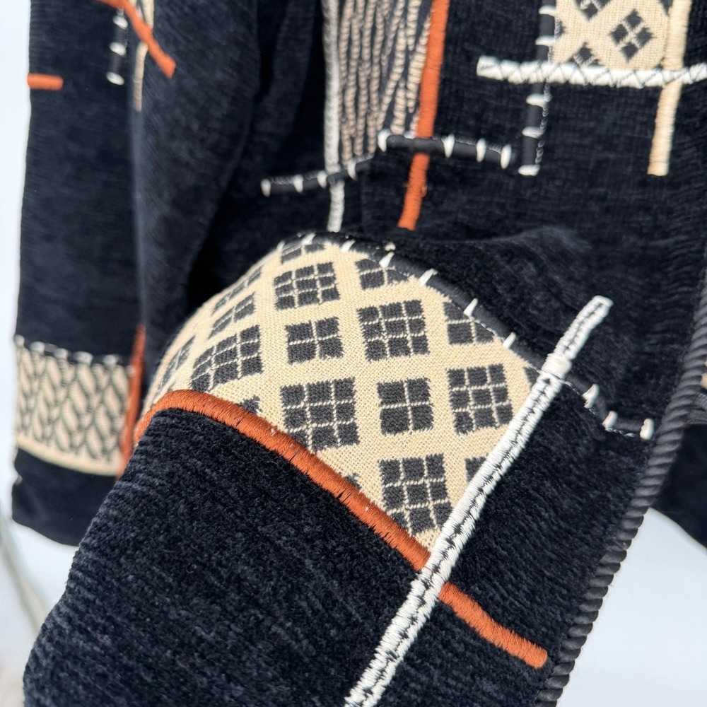 Julia Kin Embroidered Patchwork Jacket Black Rayo… - image 6